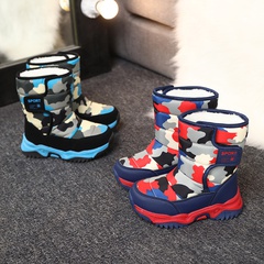 Automne et hiver nouvelles bottes de neige pour enfants en velours, chaussures montantes chaudes et légères en coton camouflage