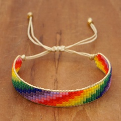 Amazon Cross-Border New Arrival Miyuki Personality Bead Handmade Bohemian Rainbow Wide Small Bracelet for Women