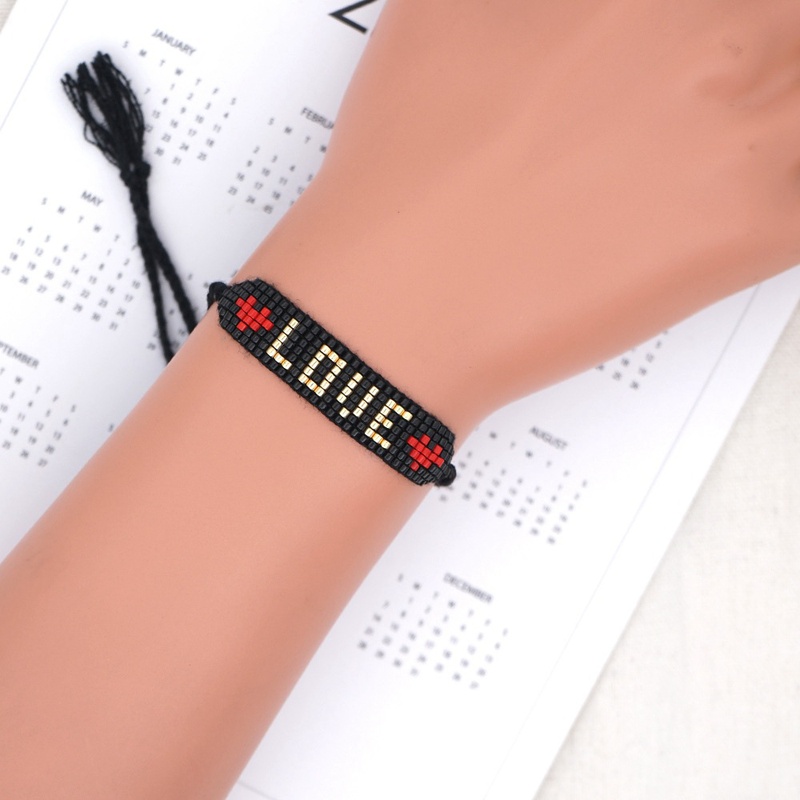 Miyuki rice bead woven LOVE letter bracelet Bohemia Indian style handmade beaded love bracelet