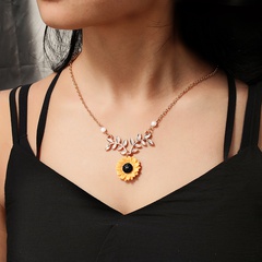 hot sale creative accessory jewelry pearl sun flower necklace fashion sunflower pendant necklace
