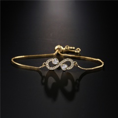 adjustable copper micro-inlaid zircon love infinity charm bracelet