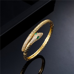 fashion copper micro-inlaid zircon jewelry real gold electroplating exquisite snake open bracelet