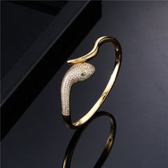 retro bohemian twisted snake shape bracelet copper plated 18K gold zircon jewelry