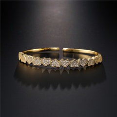 fashion heart open bracelet copper 18K gold-plated jewelry female