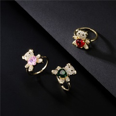 Aogu Cross-Border Supply Hot Sale in Europe and America Love Bear Ring Opening Design Adjustable Ornament