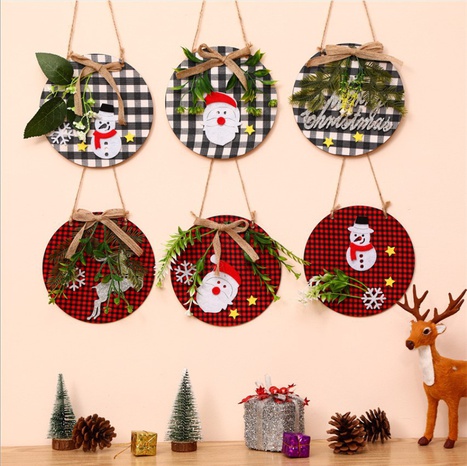 Christmas Ornaments Wreath Wood Pendant Applique Wooden Doorplate Door Hanging Christmas Pendant Wreath NHMV441138's discount tags
