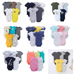 summer infant and toddler short-sleeved mixed color triangle short romper 5 five-piece suit