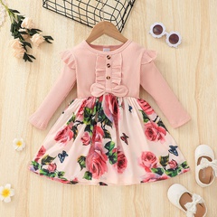 Girls skirts Europe and America autumn long-sleeved dress children's clothing