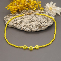 fashion simple Bohemian small jewelry yellow beige beads yellow smiley face necklace