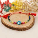 Simple bohemian ethnic style colored glaze blue eye beads rainbow crystal beaded tassel couple small braceletpicture6