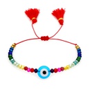 Simple bohemian ethnic style colored glaze blue eye beads rainbow crystal beaded tassel couple small braceletpicture10