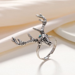 Bohemian national style fashion opening adjustable antler ring personality retro exaggerated elk ring