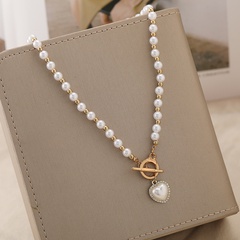 Micro-inlaid pearl love flashing diamond necklace pearl love necklace