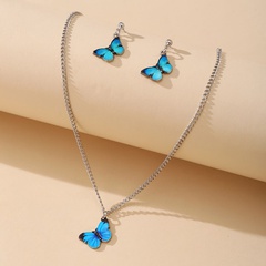 Bohemian Alloy Butterfly Pendant Necklace Set Clavicle Chain Necklace Earrings Set