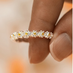 Wish Ali Express Amazon neue Mode süße kleine Gänseblümchen zweifarbigen Ring Blumen ring offenen Ring Frauen