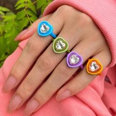 2021 New Creative Simple Temperament Lady Mori Girl Diamond-Embedded Love Three-Layer Opening Four-Piece Ring Set
