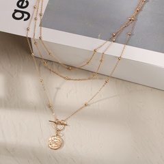 personnalité créative collier de perles rondes chaîne de chandail simple collier de boule de pièce rétro
