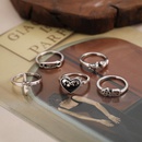 2021 New Creative Simple Retro Jewelry Heart Paper Clip Love Sword Ring 5Piece Setpicture11
