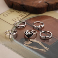2021 New Creative Simple Retro Jewelry Heart Paper Clip Love Sword Ring 5-Piece Set