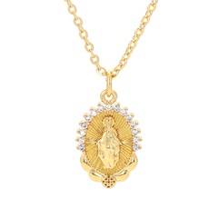 Cross-Border European and American Virgin Mary Pendant Necklace Diamond Virgin Mary Sweater Chain Men and Women Accessories in Stock Wholesale