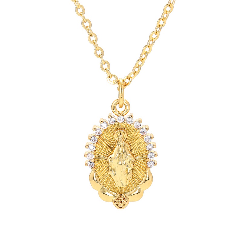 CrossBorder European and American Virgin Mary Pendant Necklace Diamond Virgin Mary Sweater Chain Men and Women Accessories in Stock Wholesale