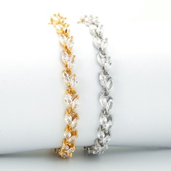 new bracelet fashion simple lobster clasp full row of zircon pear shaped horse eye copper bracelet