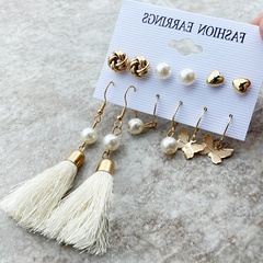 Nuevos pendientes bohemios pendientes de borla de estilo étnico pendientes de perlas de mariposa femenina