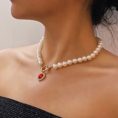 retro simple women's necklace full of diamond peach heart pendant clavicle chain