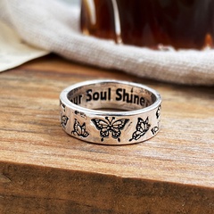 Cross-Border Vintage Carved Butterfly Ring Creative Personality Single Ring Index Finger Ring Shine Knuckle Ring