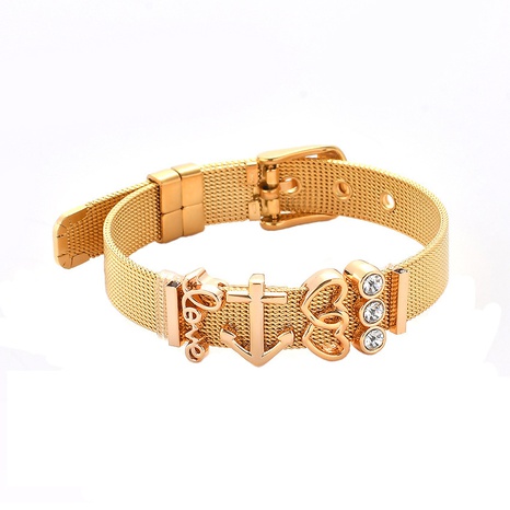 Cross-Border Hot Sale Armband Armband Echtes Gold Galvani siertes Edelstahl armband DIY einfaches Paar Armband's discount tags