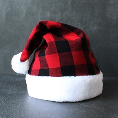 Hong Kong Love Cross-Border New Christmas Supplies Decoration Props Holiday Dress up Hat Checked Cloth Christmas Hat