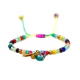 Simple bohemian ethnic style colored glaze blue eye beads rainbow crystal beaded tassel couple small braceletpicture12