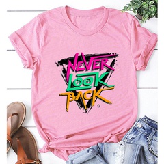 Cartoon colorful letter printing casual short-sleeved T-shirt women