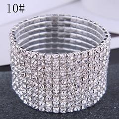 10 rows Korean fashion sweet metal inlaid rhinestone bridal accessories stretch female personality bracelet