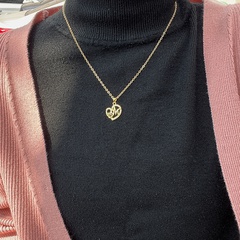 European and American Ins Heart-Shaped Letter Inlaid Zirconium Pendant Female AliExpress Spot Copper-Plated Gold Hot Sale Letter Necklace