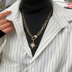 Cross-Border New Arrival Hip Hop Cool Asterism Necklace for Men and Women in Stock Direct Supply European and American Simple Copper-Plated Gold Inlaid Zirconium Sweater Chain