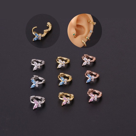 simple mini ear buckle blue pink white zirconium butterfly ear bone earrings single's discount tags