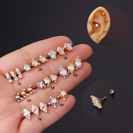 stainless steel ear bone nail piercing earrings earrings cochlear screw ball's discount tags