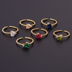 Simple colorful zircon love ring fashion hand jewelry adjustable ring
