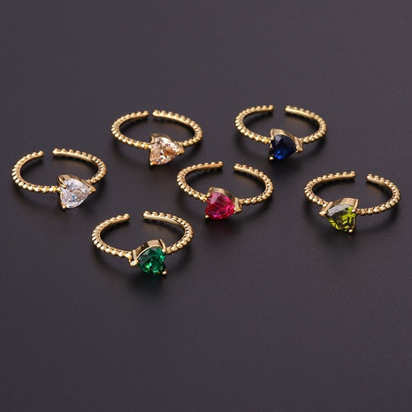 Simple colorful zircon love ring fashion hand jewelry adjustable ring's discount tags