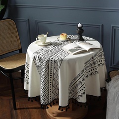 Bohemian Crown Geometric Black Tassel Round Household Tablecloth Tea Table Cover Towel