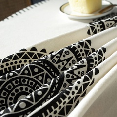 bohemian mandala print black tassel round table cloth coffee table cloth