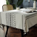 bohemian black geometric printing black tassel rectangular table cloth western table coffee table cover clothpicture11