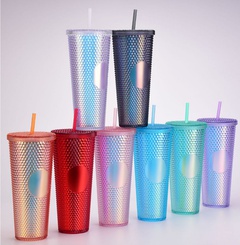 double-layer plastic straw cup large capacity creative 710ml cup portable cup