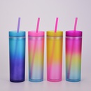Nueva taza de agua de color arco iris degradado taza de paja de plstico doble rectapicture9