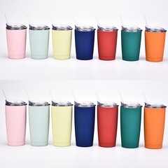 Double-Layer Stainless Steel Creative Handy Cup Office Home Leisure Car Water Cup with Straw Insulation Portable Coffee Cup