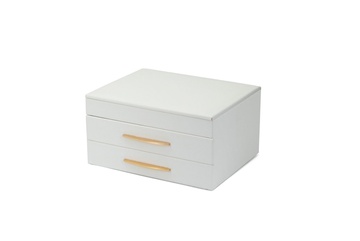 Boîte de rangement de bijoux à deux couches en PU de style simple boîte de rangement de bijoux de collier de bague de grande capacité