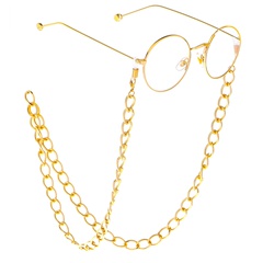 fashion simple color retention fade gold thick glasses rope metal glasses chain non-slip