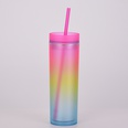Nueva taza de agua de color arco iris degradado taza de paja de plstico doble rectapicture18