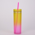 Nueva taza de agua de color arco iris degradado taza de paja de plstico doble rectapicture19